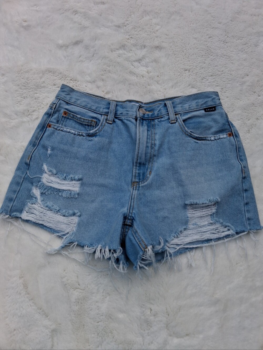 Cello Light Blue Distressed Denim Jean Shorts Size M